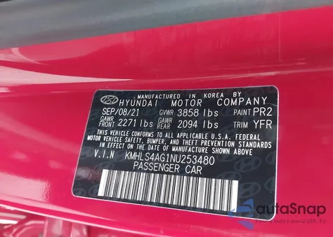 2022 Hyundai Elantra Sel z USA, uszkodzony, nr VIN KMHLS4AG1NU253480